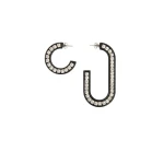 Isabel Marant Karlie Asymmetric Hoop Earrings in Black and Silver | Women | Coveti