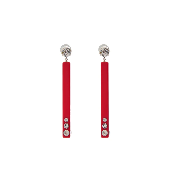 Karlie Drop Earrings in Red and Silver