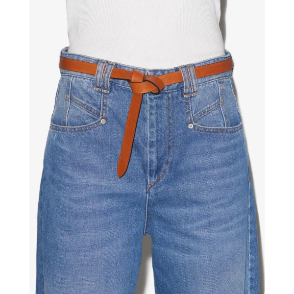 Isabel Marant Kirka Calfskin Leather Belt in Natural | Belts | Coveti