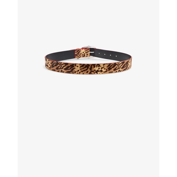 Isabel Marant Lapae Leather Belt in Leopard and Palladium | Belts | Coveti
