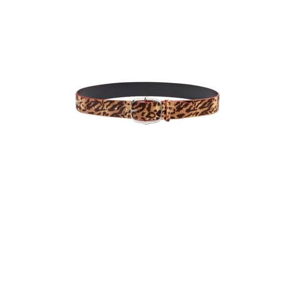Isabel Marant Lapae Leather Belt in Leopard and Palladium | Women | Coveti