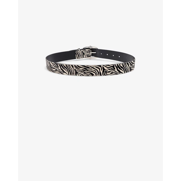 Isabel Marant Lapae Leather Belt in Zebra and Palladium | Belts | Coveti