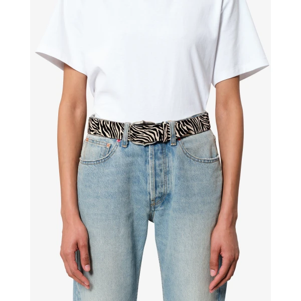 Isabel Marant Lapae Leather Belt in Zebra and Palladium | Belts | Coveti