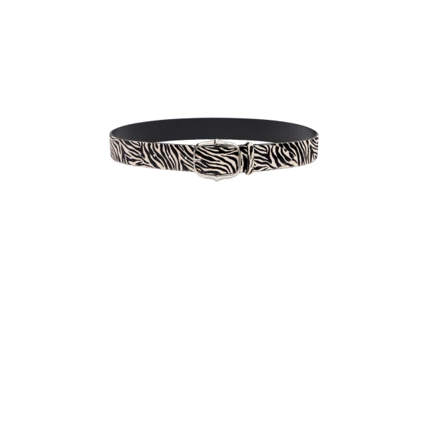 Lapae Leather Belt in Zebra and Palladium