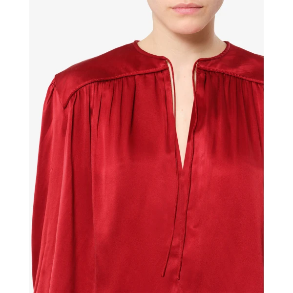 Isabel Marant Laraya Silk Blouse in Red | Blouse | Coveti
