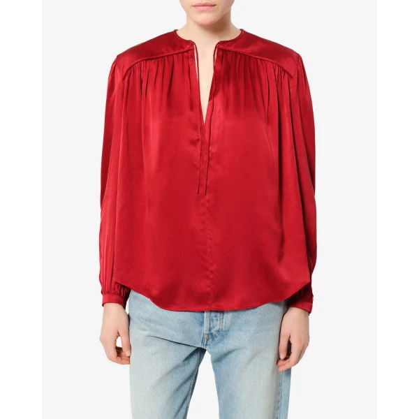 Isabel Marant Laraya Silk Blouse in Red | Blouse | Coveti