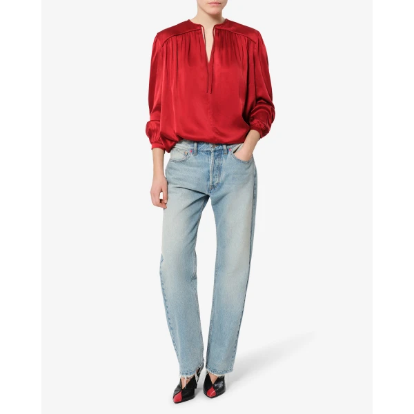 Isabel Marant Laraya Silk Blouse in Red | Blouse | Coveti