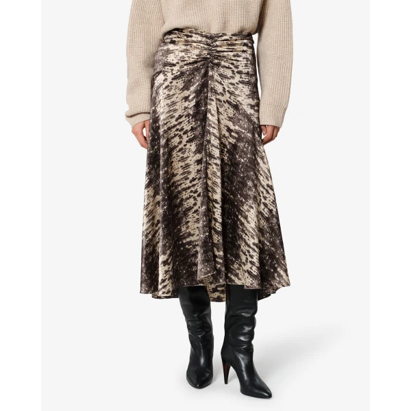 Isabel Marant Laren Silk Skirt in Beige | Midi Skirts | Coveti