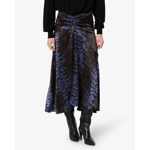 Isabel Marant Laren Silk Skirt in Midnight | Midi Skirts | Coveti