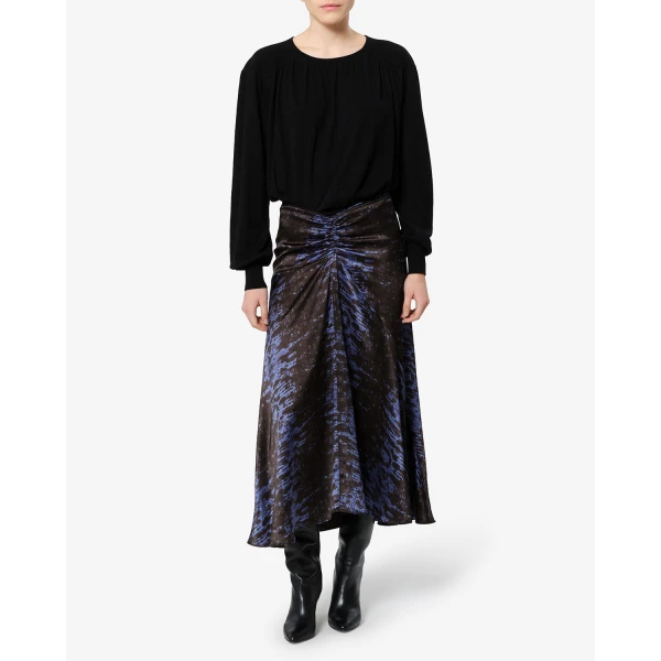 Isabel Marant Laren Silk Skirt in Midnight | Midi Skirts | Coveti