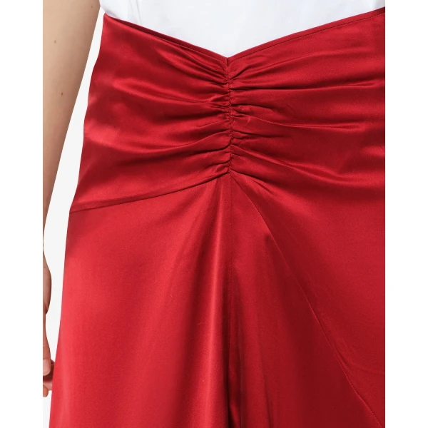 Isabel Marant Laren Silk Skirt in Red | Midi Skirts | Coveti