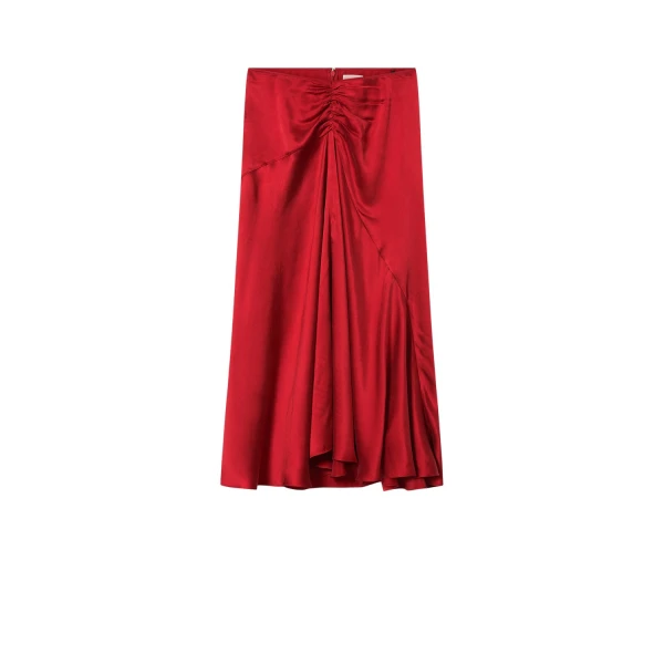 Laren Silk Skirt in Red