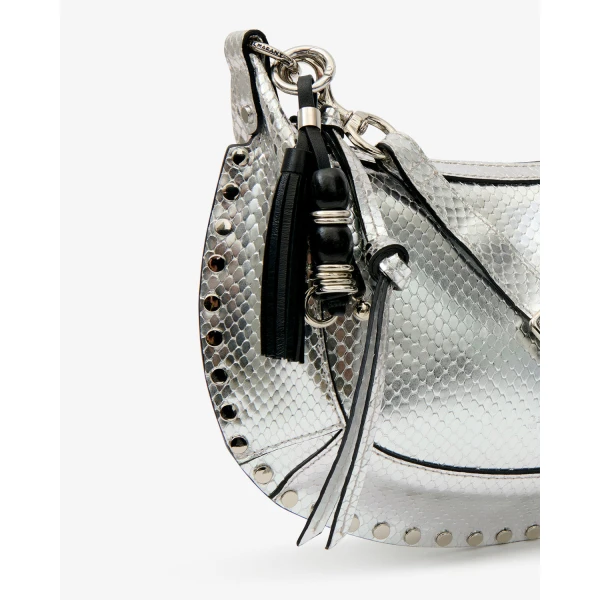 Isabel Marant Leather Charms Keychain in Black and Silver | Bag charms | Coveti