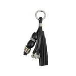 Isabel Marant Leather Charms Keychain in Black and Silver | Women | Coveti