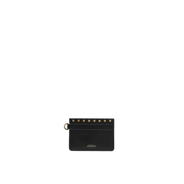 Isabel Marant Leather Oskan Card Holder in Black | Women | Coveti