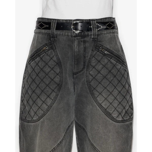 Isabel Marant Liliana Leather Belt in Black and Silver | Belts | Coveti