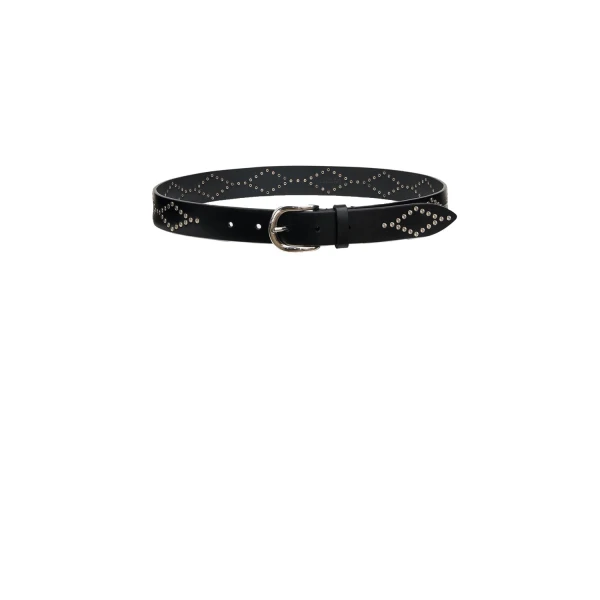 Liliana Leather Belt in Black and Silver