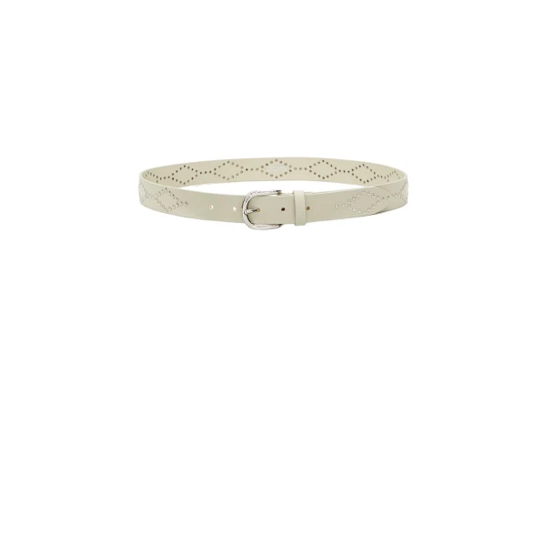 Liliana Leather Belt in Chalk and Silver