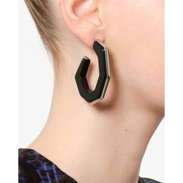 Isabel Marant Liu Earrings in Black and Silver | Earrings | Coveti