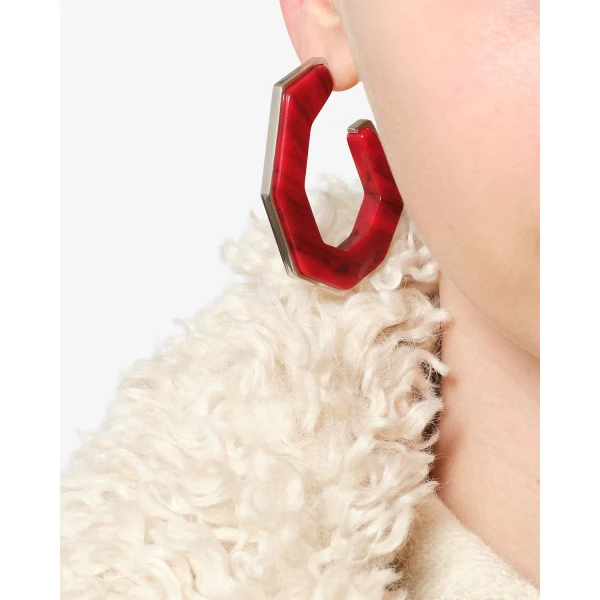Isabel Marant Liu Earrings in Red and Silver | Earrings | Coveti