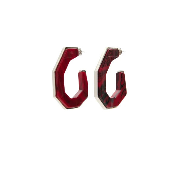 Liu Earrings in Red and Silver