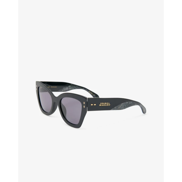Isabel Marant Lounyz Cat-Eye Sunglasses in Black Havana and Dark Grey Shaded | Sunglasses | Coveti