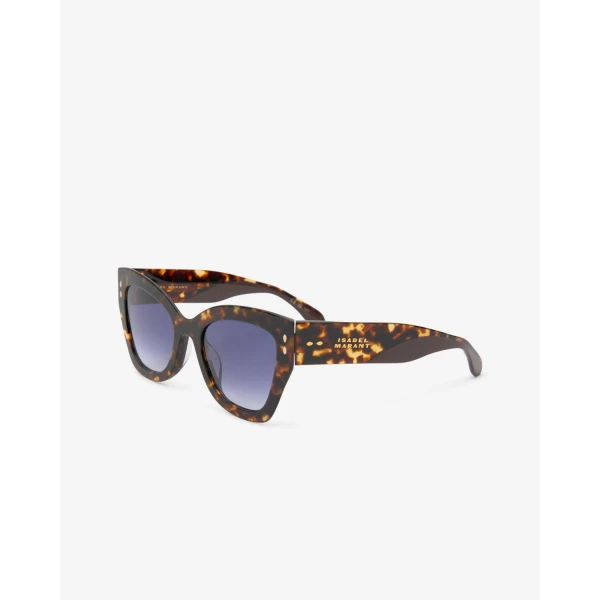 Isabel Marant Lounyz Cat-Eye Sunglasses in Havana Brown and Dark Blue Shaded | Sunglasses | Coveti