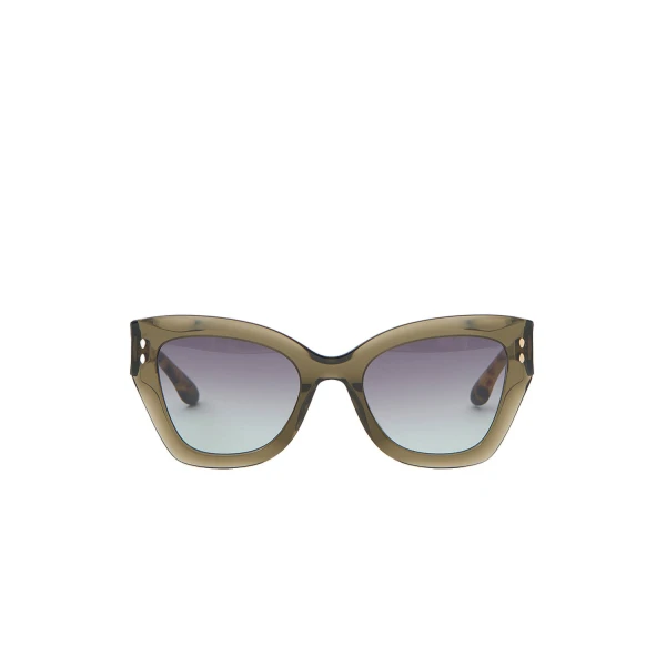 Lounyz Cat-Eye Sunglasses in Olive Havana and Grey Green