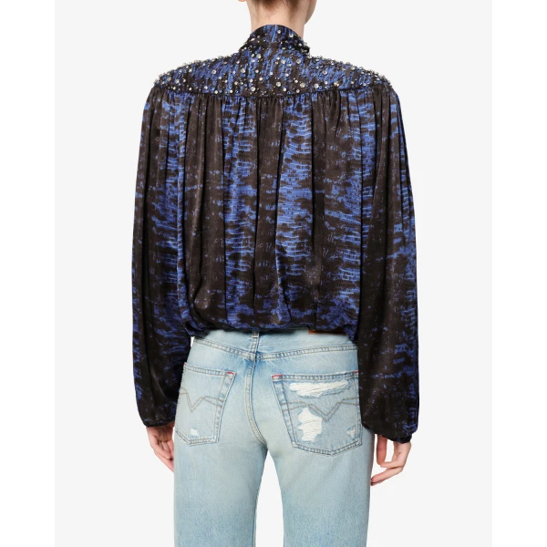 Isabel Marant Loyra Silk Blouse in Midnight | Blouse | Coveti