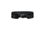 Isabel Marant Lucie Leather Belt in Black and Silver | Women | Coveti