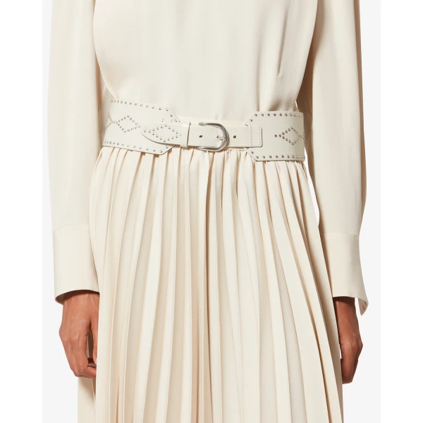 Isabel Marant Lucie Leather Belt in Chalk and Silver | Belts | Coveti