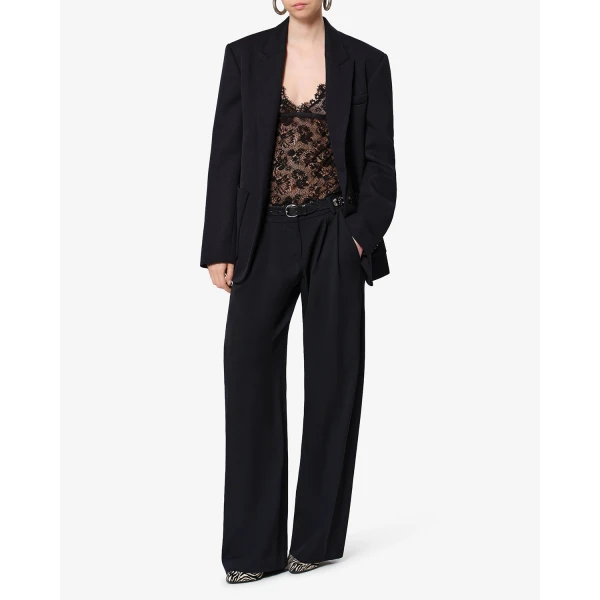 Isabel Marant Lyda Wool Pants in Black | Wide leg pants | Coveti