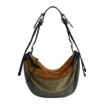 Isabel Marant Maia Large Bag in Suede Leather, Multicolor Khaki | Women | Coveti