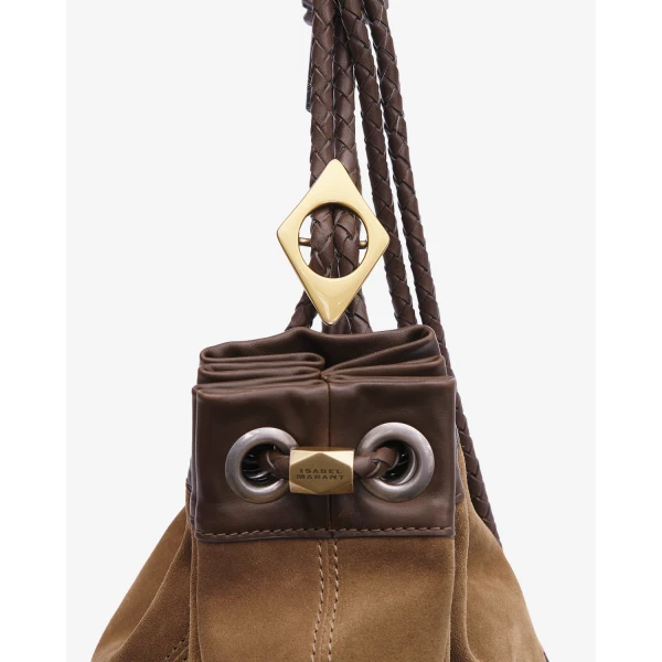 Isabel Marant Maia Large Bag in Suede Leather, Taupe | Shoulder & Crossbody Bags | Coveti