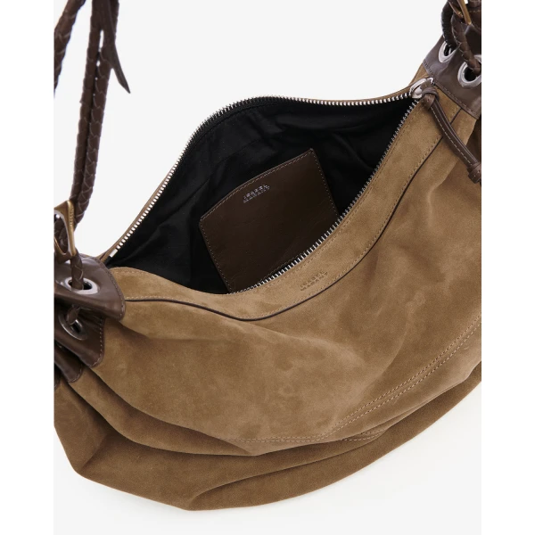 Isabel Marant Maia Large Bag in Suede Leather, Taupe | Shoulder & Crossbody Bags | Coveti