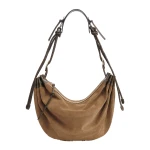 Isabel Marant Maia Large Bag in Suede Leather, Taupe | Women | Coveti