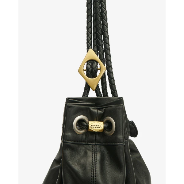 Isabel Marant Maia Medium Bag in Leather, Black | Shoulder & Crossbody Bags | Coveti
