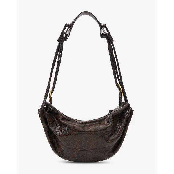 Isabel Marant Maia Medium Bag in Python-Effect Leather, Mocha | Shoulder & Crossbody Bags | Coveti