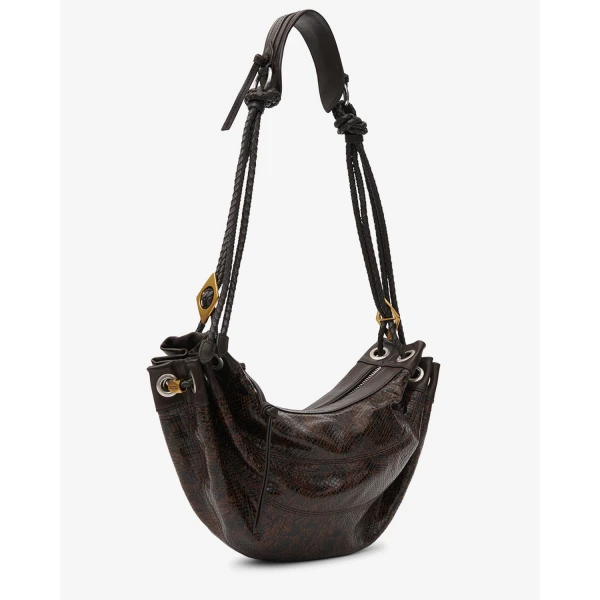 Isabel Marant Maia Medium Bag in Python-Effect Leather, Mocha | Shoulder & Crossbody Bags | Coveti