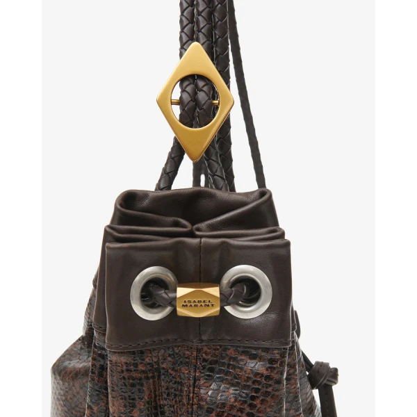 Isabel Marant Maia Medium Bag in Python-Effect Leather, Mocha | Shoulder & Crossbody Bags | Coveti