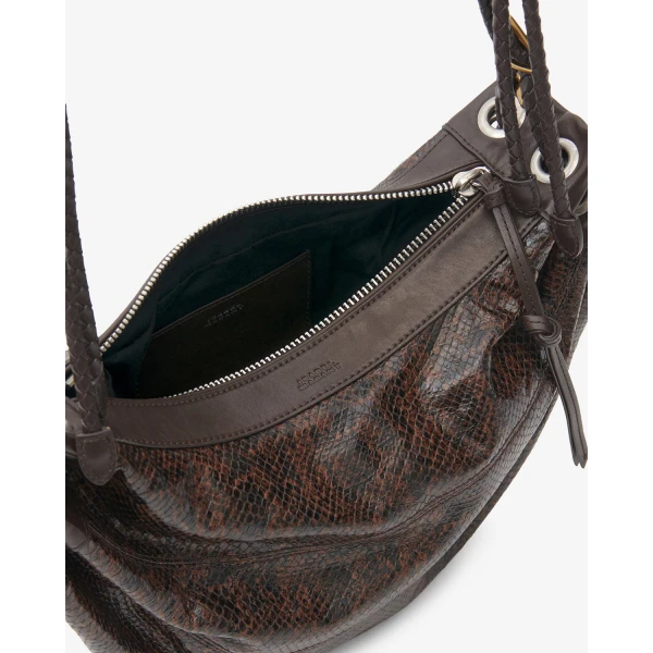 Isabel Marant Maia Medium Bag in Python-Effect Leather, Mocha | Shoulder & Crossbody Bags | Coveti