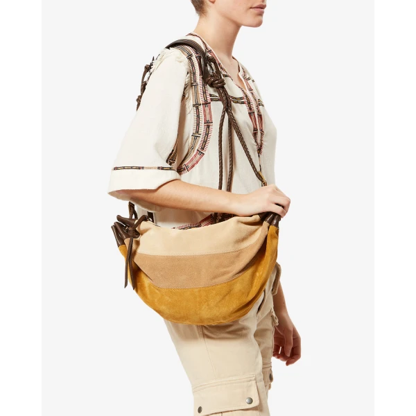 Isabel Marant Maia Medium Bag in Suede Leather, Multicolor Beige | Shoulder & Crossbody Bags | Coveti