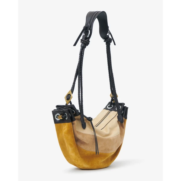 Isabel Marant Maia Medium Bag in Suede Leather, Multicolor Beige | Shoulder & Crossbody Bags | Coveti