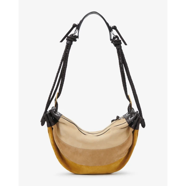 Isabel Marant Maia Medium Bag in Suede Leather, Multicolor Beige | Shoulder & Crossbody Bags | Coveti