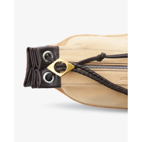 Isabel Marant Maia Medium Bag in Suede Leather, Multicolor Beige | Shoulder & Crossbody Bags | Coveti
