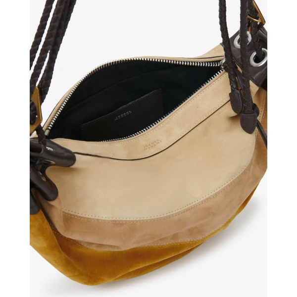 Isabel Marant Maia Medium Bag in Suede Leather, Multicolor Beige | Shoulder & Crossbody Bags | Coveti