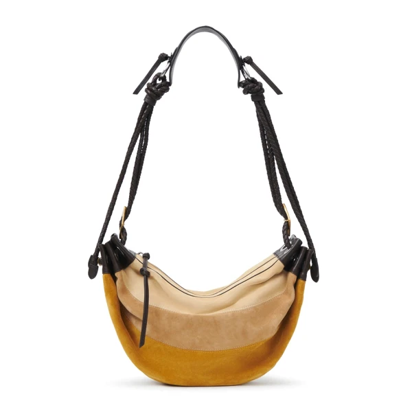 Maia Medium Bag in Suede Leather, Multicolor Beige