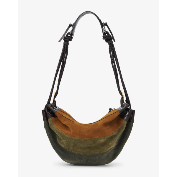 Isabel Marant Maia Medium Bag in Suede Leather, Multicolor Khaki | Shoulder & Crossbody Bags | Coveti