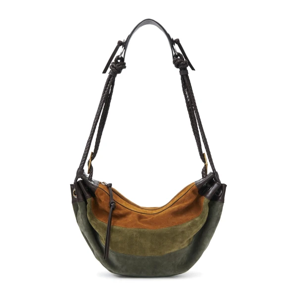 Isabel Marant Maia Medium Bag in Suede Leather, Multicolor Khaki | Women | Coveti