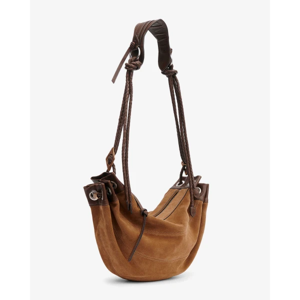 Isabel Marant Maia Medium Bag in Suede Leather, Taupe | Shoulder & Crossbody Bags | Coveti